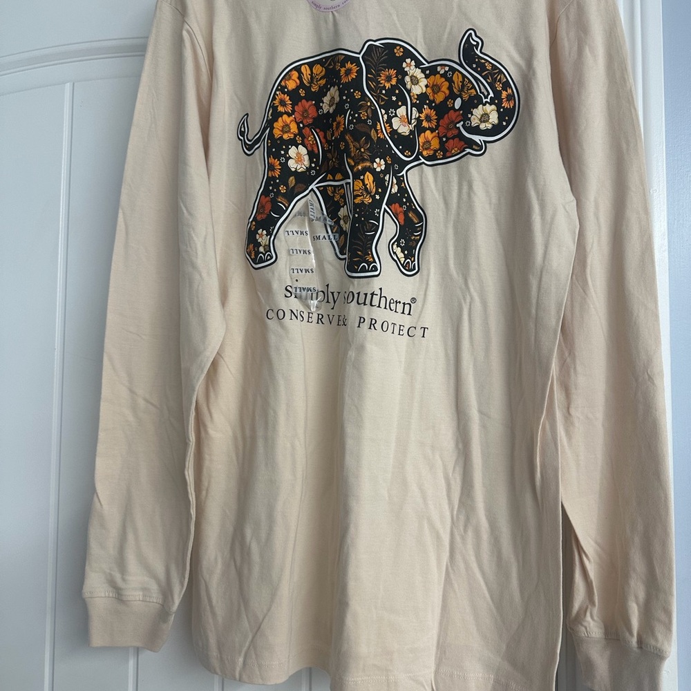 Simply Southern Elephant Tracker Bloom Candy Long Sleeve T-Shirt S